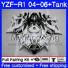 Kropp + Lucky Strike Hot Tank för Yamaha YZF R 1 YZF-1000 YZF 1000 YZFR1 04 05 06 232HM.7 YZF1000 YZF-R1 04 06 YZF R1 2004 2005 2006 FAIRING