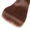 Brazillian Virgin Hair Straight # 4 Färg Brasilianska Human Hair Weaves Brazilian Rak Hår Buntar Ljusbrun