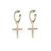 전체 Salelwong Boho Chic Gold Silver Color Cross Hap Cross Charms Earring Small Hoops 미니멀리스트 쥬얼리 선물