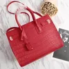 Women Leather totes 32cm Medium size Crocodile grain real cow leather with zipper Mouth Absolutly Reliable High quality casual bags