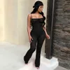 2018 Summer Jumpsuit Women Lace Broderi BodySuits Hollow Out Stitching Sexig Romper Black Spaghetti Strap Sexy Club Wear One Piece Total