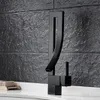 Deck Mount Black Spout Spout Basin Sink Faucet التصميم الإبداعي خلاطات الحمام مع وحوض المياه البارد Taps B32798185596