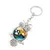 Antique Bird keychain Owl Glass Cabochon Key Rings Holder handbag Hangs Fashion Jewelry
