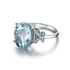 Blue Diamond Topaz Finger Finger Crystal Butterfly Pierścienie Brida Wedding Fashion Biżuter
