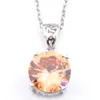 Luckyshine Europe populaire pendentifs ronds Morganite pierres précieuses fiançailles chaîne en argent pendentifs colliers faits à la main bijoux à bricoler soi-même Earrin4654264