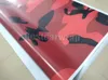 Stor röd svart kamouflage vinyl wrap för fordonsbil wrap grafisk camo som täcker beläggning luftbubbla gratis 1.52x30m 5x98ft