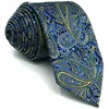 E13 Blue Yellow Paisley Silk Mens Necktie Wedding Classic Ties for male Classic Novelty Extra long size3504334