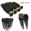8A Brazilian Virgin Hair Bundles with Closure Straight Kinky Curly Water Body Deep Wave Weaves with Frontal Peruvian Indian Cambod4265448