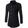 Woweile #1501 겨울 망 패션 트렌치 옷깃 롱 코트 따뜻한 짙은 재킷 Peacoat Long Overcoat