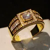 Stunning Original Handmade Luxury Jewelry 10KT Yellow Gold Filled Round White Topaz CZ Diamond Gemstones Men Wedding Band Ring For271E