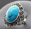 Mode natürlichen tibetischen Türkis 925 Sterling Silber Ring Schmuck Größe 7 8 9