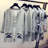 2018 automne femmes à manches longues décontracté tricoté Cardigan Slim O cou gris chandails manteau femme doux pull Cardigan survêtement