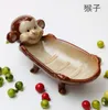 Cartoon ceramic animal soap dish Fruit candy dish bathroom accessories set kit wedding home decor handicraft porcelain figurine