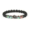 Hot Sale 1PCS Stainless Steel Jewelry 8mm Mix Colors Natural Stone Beads With Wolf Helmet Spartan And Fatima Hand Hamsa Bracelets