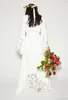 Country Cheap New Bohemian Summer Dresses Lace Deep V Neck Bell Sleeves Gowns Backless Sexy Beach Wedding Bridal Gown