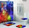 Christmas Shower Curtain Set with Mat Seat Cover Polyester Waterproof Bath Curtain Non Slip