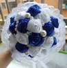 Bouquet da sposa artificiali Nastro di pizzo fatto a mano Rose Perle Cristallo da sposa Matrimonio Rosa Viola Bianco Bouquet Accessori da sposa per damigella d'onore