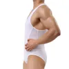 Mode Heren Slanke Strakke Shapers Sexy Mouwloze Leotard Bodysuit Stretch Ademend One Stuk Jumpsuit Bulge Pouch Ondergoed