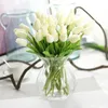 Tulipán flor artificial boda flores decorativas ramo artificial de seda flores de tacto Real flores decorativas para el hogar coronas