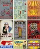 Bier Garage Warnung Motor Vintage Handwerk Blechschild Retro Metall Malerei Poster Bar Pub Wand Kunst Aufkleber J9