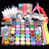 48 Glitter Powder Manicure Kit Kit Rhinestons 3D تصميم مسحوق أكريليك بودرة تلميع أطراف الأظافر الأحجار الكريمة أدوات الأظافر DIY KIT6021345