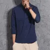 MRDONOO T-shirt da uomo in lino con maniche a tre quarti in stile cinese, top corto in lino di cotone a mezza manica sciolto in stile cinese