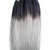 Brasilianska Micro Ring Loop Hårförlängningar 1g Billiga 1B / Grå Ombre Brasili Hair 100s Real Ombre Mänskligt Hår Micro Loop Straigt 100g