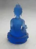 12 cm * / Rare statue de Bouddha Liuli en verre cristal de Chine bleu