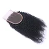 Wefts Afro Kinky Curly Malaysian Virgin Human Hair Weave Bunds med stängning Kinky Curly 4x4 Front Spets stängning med Virgin Hair Wefts