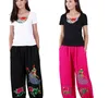 Factory direct wholesale Ethnic pants poplin Linen peacock Large size Pants Chinese Traditional Flower embroidered trousers