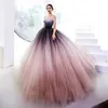 2018 magnifiques robes de soirée dégradées élégantes épaules dénudées sans manches corsage à lacets robe de bal incroyable moelleux tulle rouge Ca271u