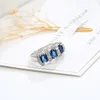 5 Pieces 1 lot LuckyShine Friend Gift Oval Blue Topaz 925 Sterling Silver Plated Crystal Cubic Zirconia Rings Russia American Australia Wed