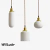 White handmade ceramic pendant lamp Modern pleated china suspension light hanging lamp restaurant hotel home bedside dinning room loft cafe