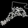 Women Fashion Crystal Rhinestone Bracelet Arm Chain Wedding Bridal Glove Hand Chain Jewelry Luxury Bride Wrist Bracelets254H