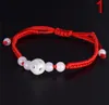 Stück Chinesisches orientalisches Grün mit Perlen, rotes Schnurseil, Glücksarmband, verstellbare Perlen, Seilarmband