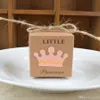 Retro Kraft Pape Candy Boxes Square Little Prince Princess Crown Presentförpackning Box för Party Bröllop Tillbehör Brun 0 22WJ BB