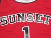 Maillots de basket-ball Sunset Park pour hommes # 1 Fredro Starr Shorty Film de lycée Maillot cousu Chemises rouges S-XXL