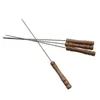 12pc x Barbecue needle Outdoor Wood handle Metal Picnic BBQ Skewers Camping Barbecue Grilling Kabob Kebab Flat Skewers