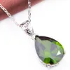 Luckyshine 5 Sets Holiday Gift Drop Fire Olive Peridot Crystal Cubic Zirconia 925 Silver Pendants Necklaces Earrings Wedding Jewelry Sets