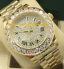 Luxury Watches 2 Style 18K Yellow Gold Diamond Dial 41mm Bigger Diamond Bezel Automatic Fashion Brand Men's Watch Wristwatch