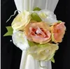 Elegante kunstmatige zijde rose bloemen achtergrond gaas gordijn clip boeketten voor bruiloft achtergrond decoratie accessoires benodigdheden