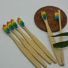 2019 NEW Dropshipping Colorful Head Bamboo Toothbrush Wholesale Environment Wooden Rainbow Bamboo Toothbrush Oral Care Soft Bristle