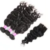 Surowy Brazylijski Dziewiczy Włosy Dostawcy Water Fala 3 Wiązki Z Koronkowymi Zamknięcie Frontal Human Hair Extensions Wefts Indian Peruvian Splot Wiązki