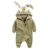 Neonati Ragazzi Ragazze Baby Pagliaccetti Orecchie di Coniglio Neonato Onesies Abbigliamento Cerniera Con Cappuccio Pagliaccetto Del Bambino Tuta Infantile Boutique Tute Vestiti