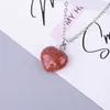 Collana con ciondolo druzy drusy opale turchese a forma di cuore in pietra naturale a buon mercato con catena in acciaio inossidabile da 50 cm