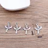 100 st mycket ballerina balett charms pendnat dansare dans tjej charm silver pläterade strass charms 20 30 mm2524