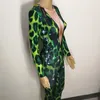 Nieuwigheid vrouwelijke groene jumpsuit knipperende stretch leotard elastische rompertjes nachtclub bar zanger dj ds kostuum sexy jazz show outfit