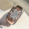 Victoria Wieck Handgemaakte Mode-sieraden 925 Sterling Silverrose Gold Vulling Afzonderlijke Kleur Wit Topaz CZ Diamond Party Male Band Ring voor mij