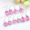 Mix 5 Pieces 1 Lot Classic Holiday Jewelry Fire Sweet Pink Topaz Cubic Zirconia 925 Sterling Silver Fashionable For Women Earrings Jewelry