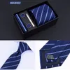 cravatta da uomo set 8cm tasca quadrata manica bottone fermacravatta hanky cravatte e fazzoletto cravatta gemello in scatola regalo2233